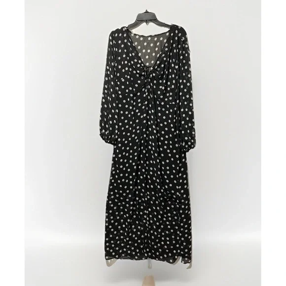 Ava & Viv Women's Balloon Long Sleeve Maxi Shift Dress Lightweight Polka XXL 2XL - Picture 2 of 8
